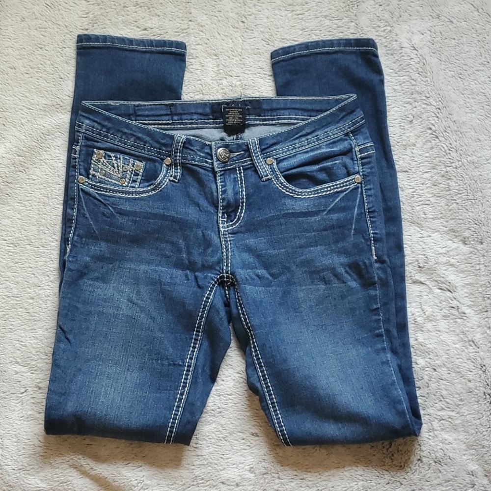 Earl jeans size 1 juniors skinny bling blue
